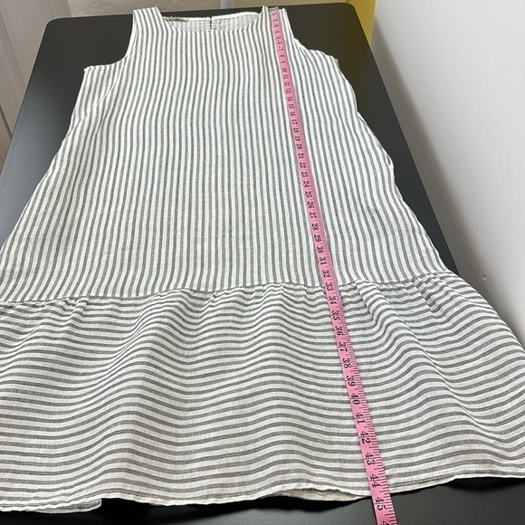 Francesca‎ Bettini Linen Striped Sleeveless Midi Dress L Pockets Lagenloo… - Picture 10 of 13